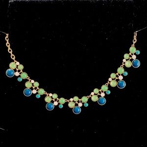 Blue, green, gold bubble necklace